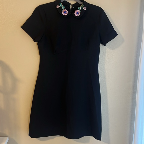NWT Zara Bejeweled Detachable Collar Black Fitted Dress Large - Picture 3 of 9